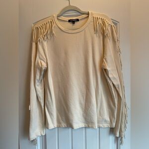 Kittenish Ivory Fringe Sweater